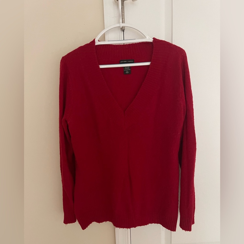 Red V Neck NY&C Sweater